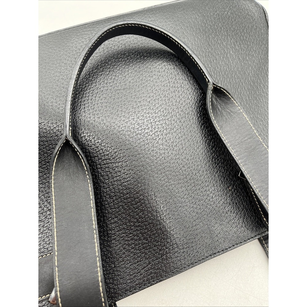 Authentic Gucci Pebbled Leather Tote Shoulder Bag Black GG Lining - Picture 10 of 16